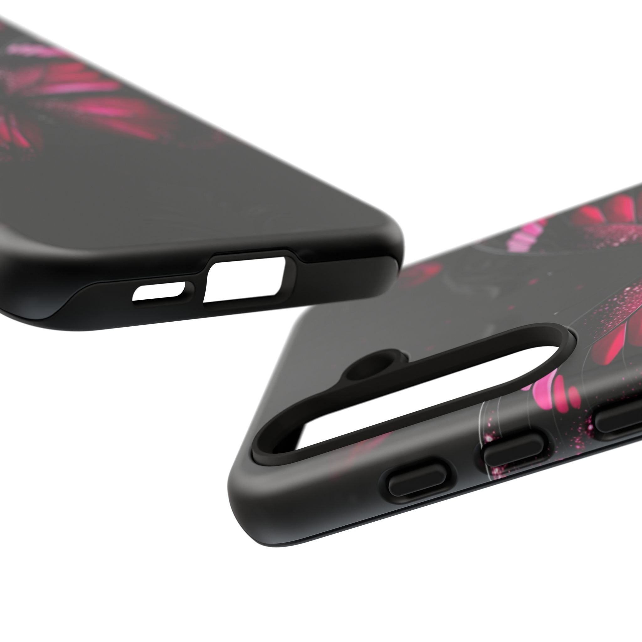 Pink Butterfly Tough Phone Case - Shockproof Protective iPhone Cover