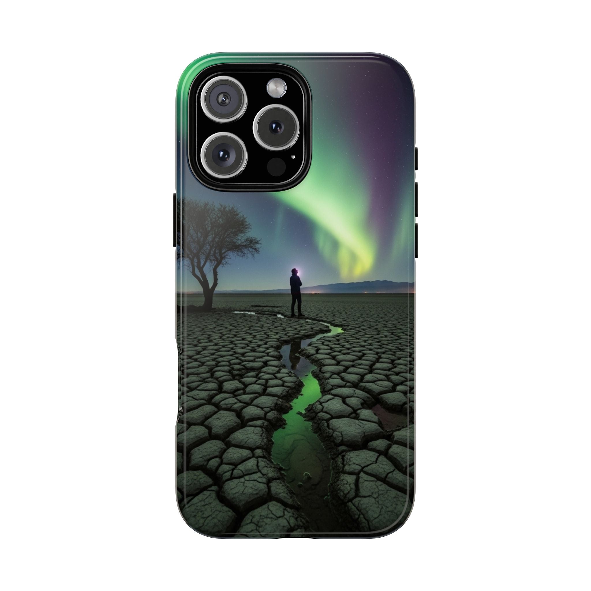 Aurora Night Sky Tough Phone Case — Northern Lights Landscape Protective Cover