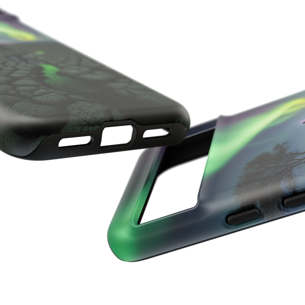 Aurora Night Sky Tough Phone Case — Northern Lights Landscape Protective Cover