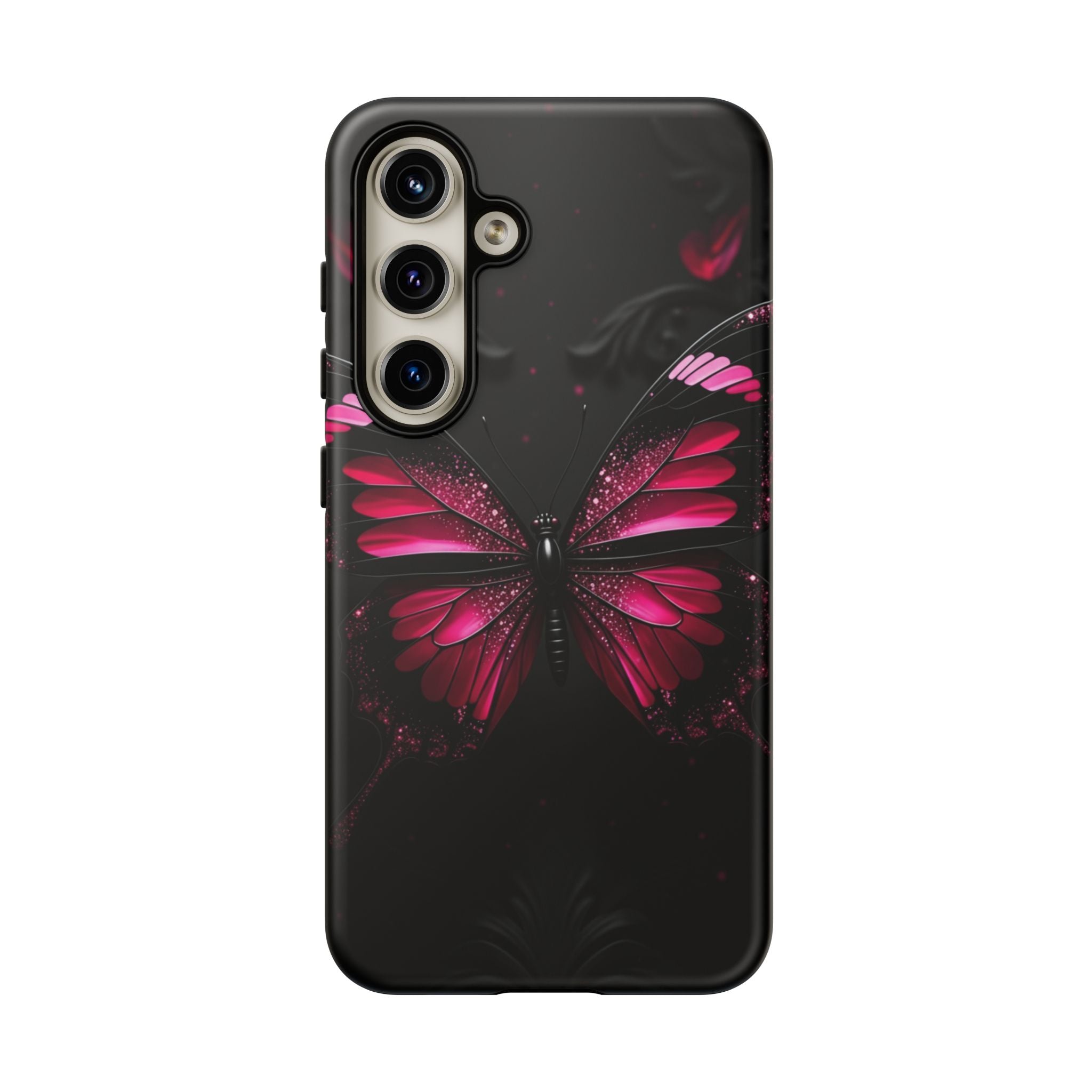 Pink Butterfly Tough Phone Case - Shockproof Protective iPhone Cover