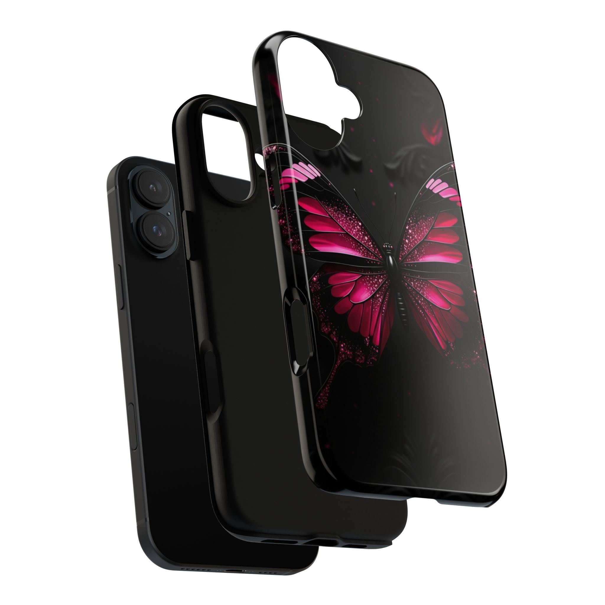 Pink Butterfly Tough Phone Case - Shockproof Protective iPhone Cover