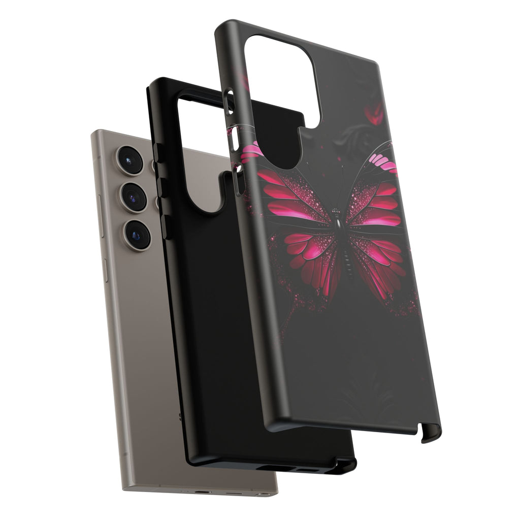 Pink Butterfly Tough Phone Case - Shockproof Protective iPhone Cover