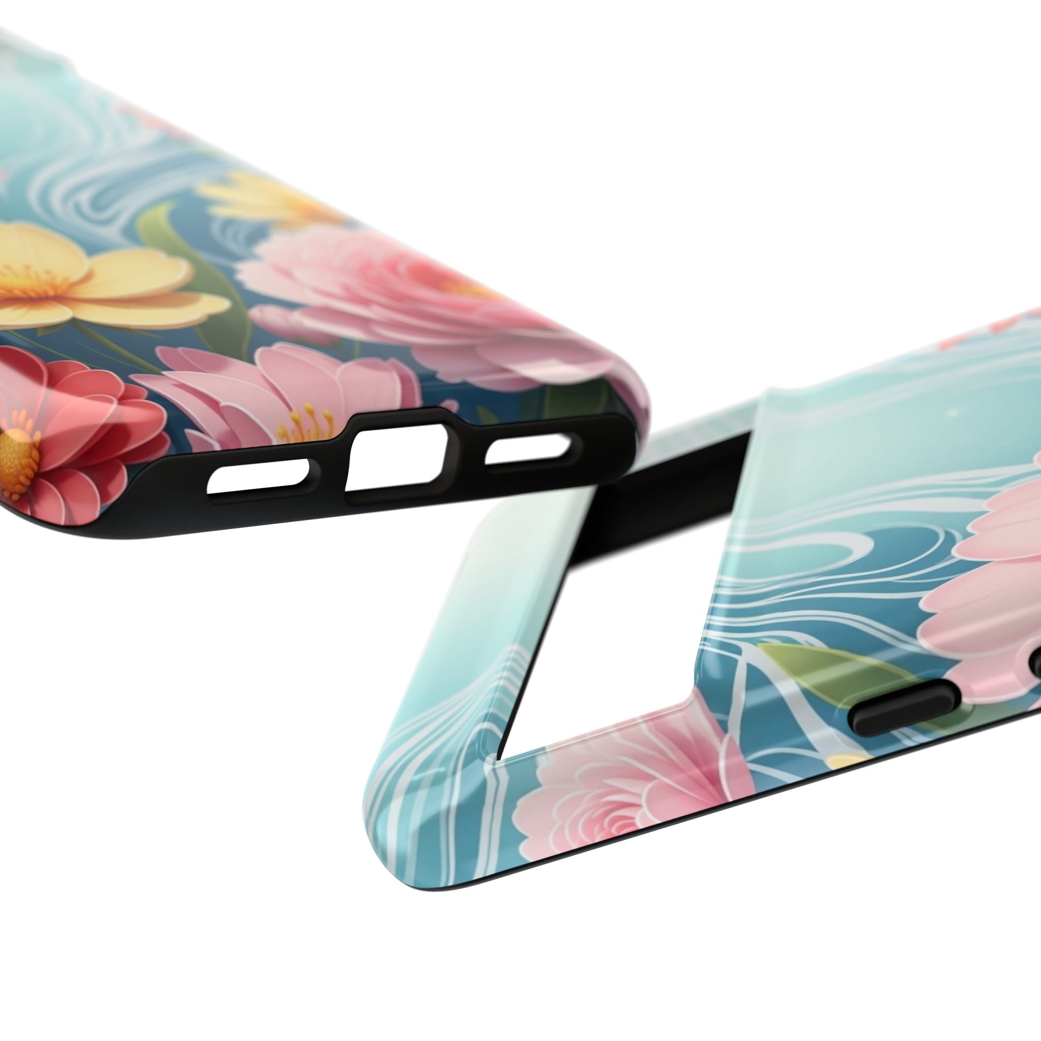 Floral Lotus Tough Phone Case — Watercolor Garden Protective Cover