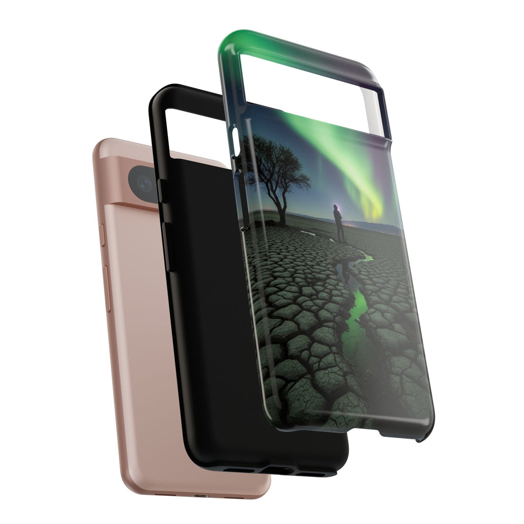 Aurora Night Sky Tough Phone Case — Northern Lights Landscape Protective Cover