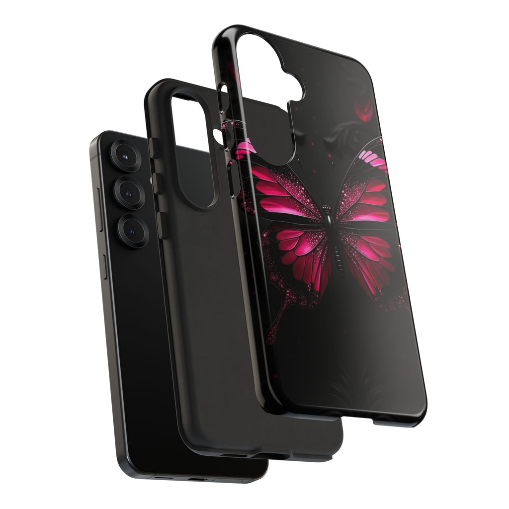 Pink Butterfly Tough Phone Case - Shockproof Protective iPhone Cover