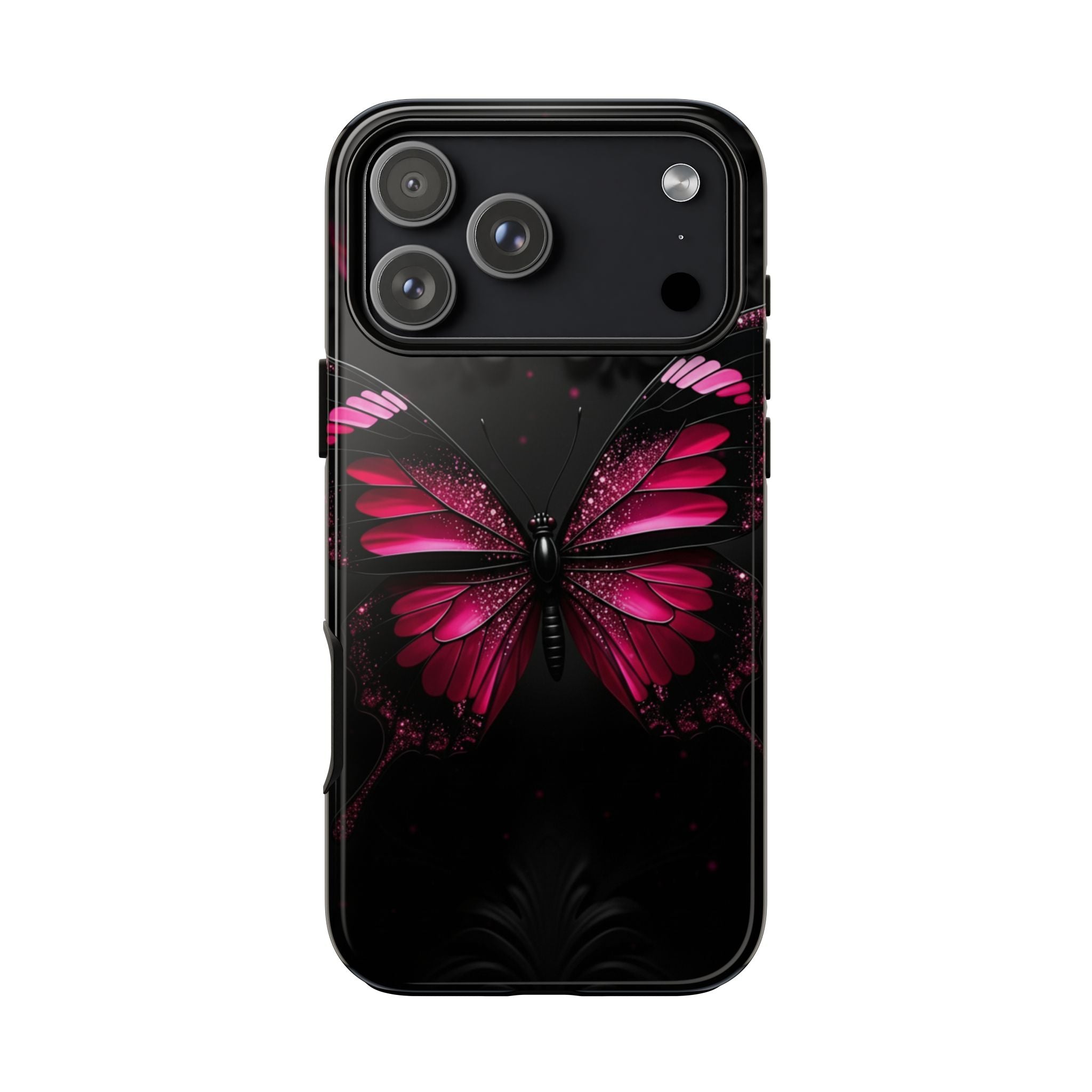 Pink Butterfly Tough Phone Case - Shockproof Protective iPhone Cover