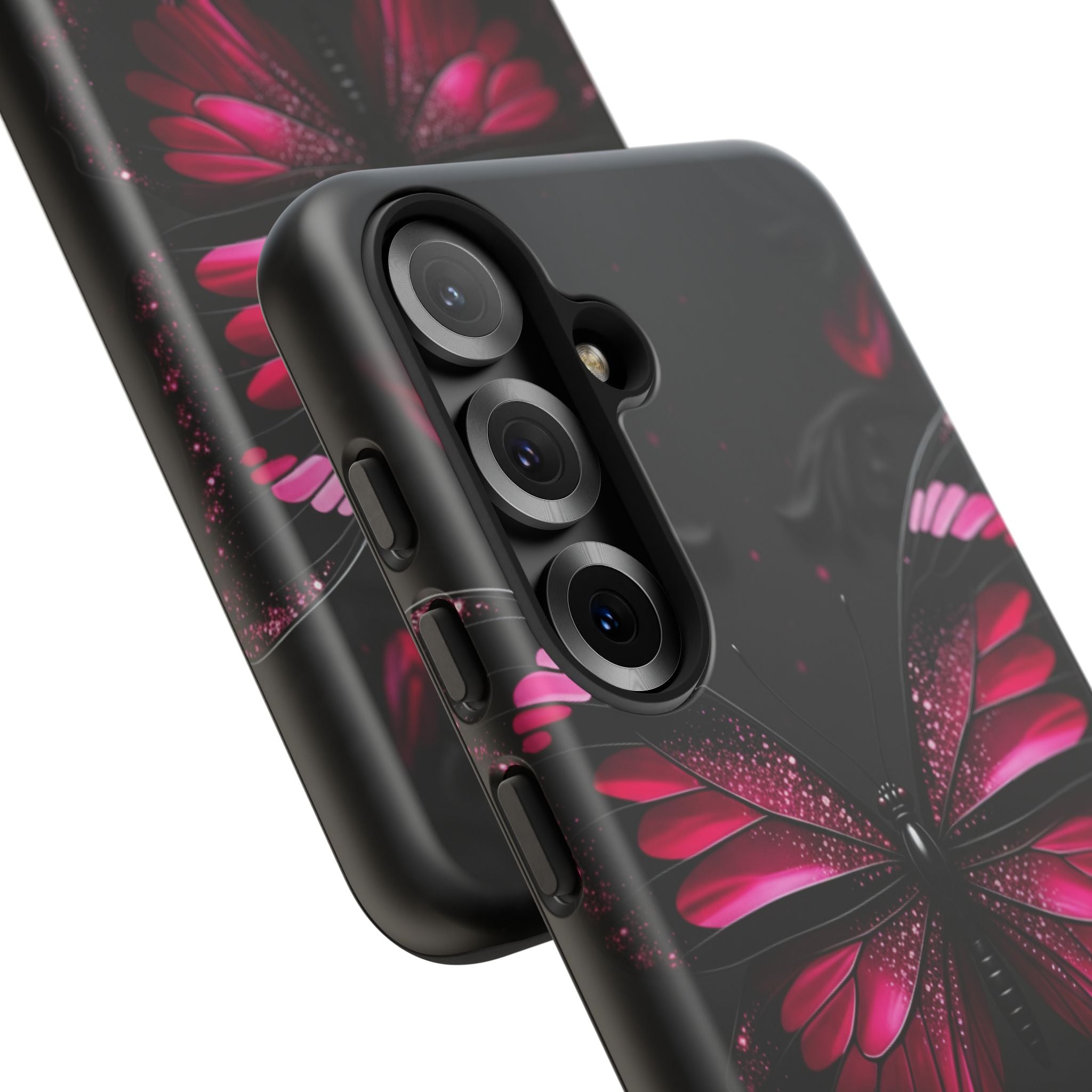 Pink Butterfly Tough Phone Case - Shockproof Protective iPhone Cover
