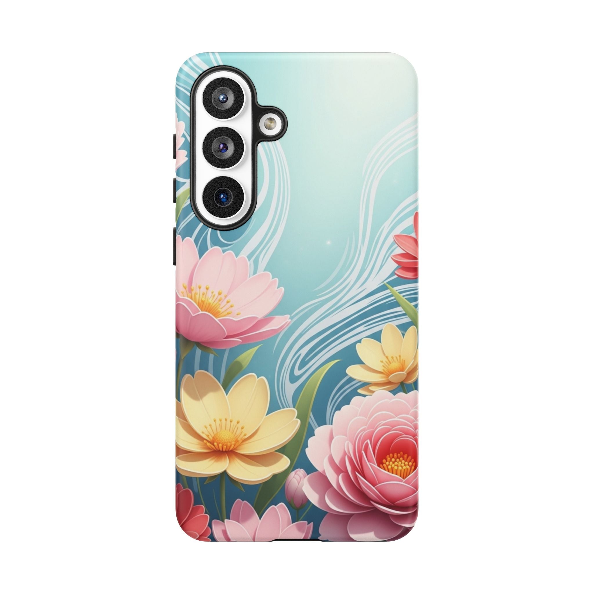 Floral Lotus Tough Phone Case — Watercolor Garden Protective Cover
