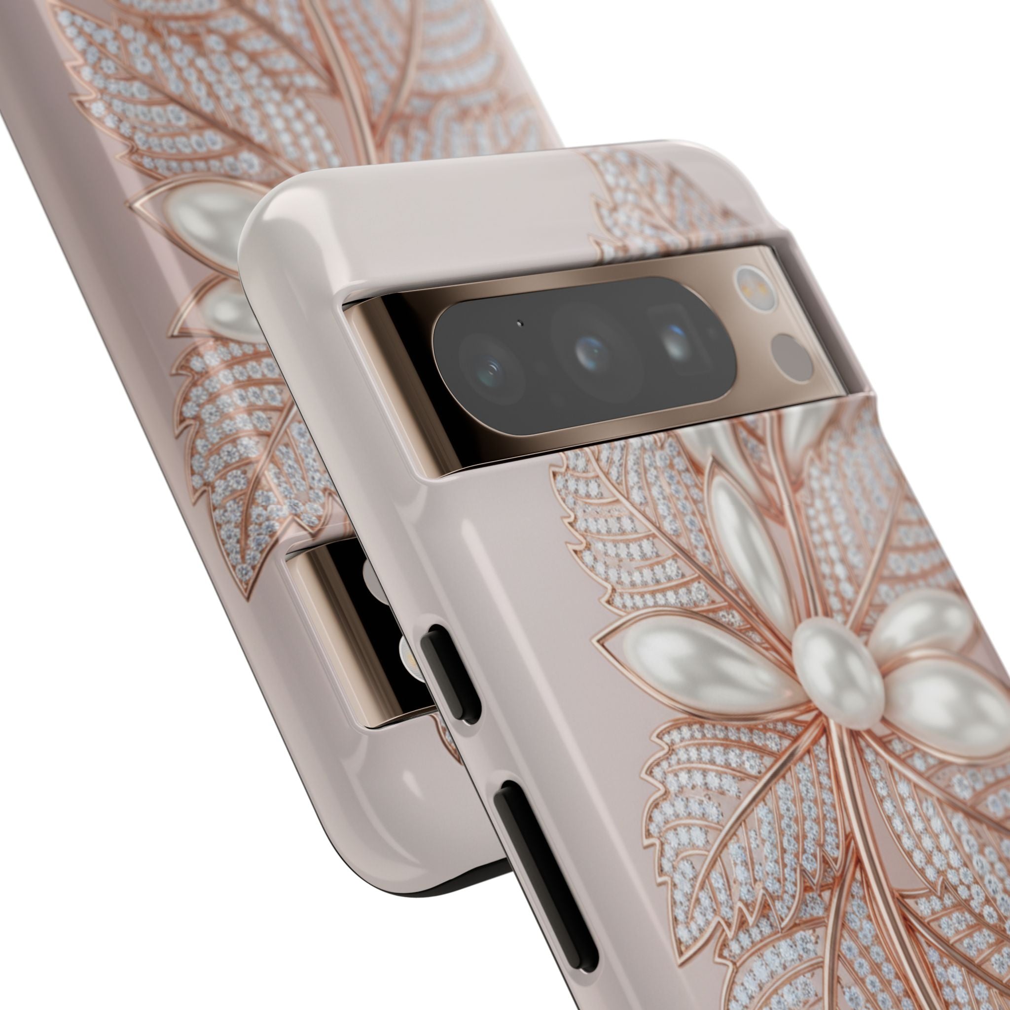 Rose Gold Pearl Leaf Tough Phone Case for Google Phone