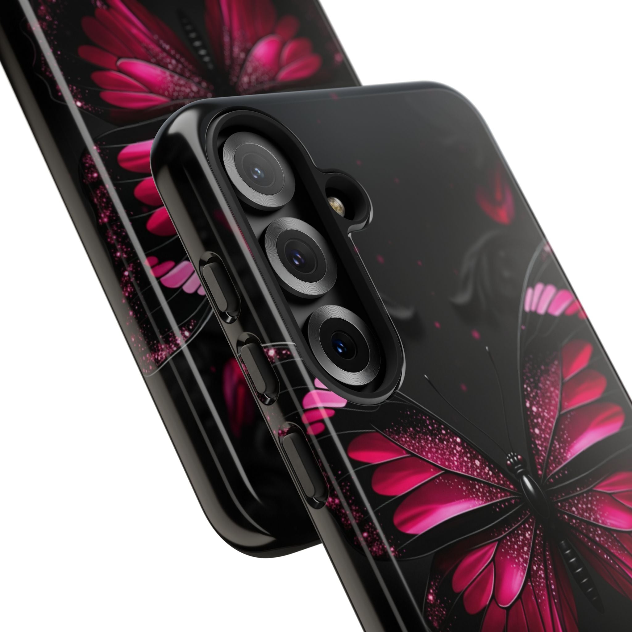 Pink Butterfly Tough Phone Case - Shockproof Protective iPhone Cover