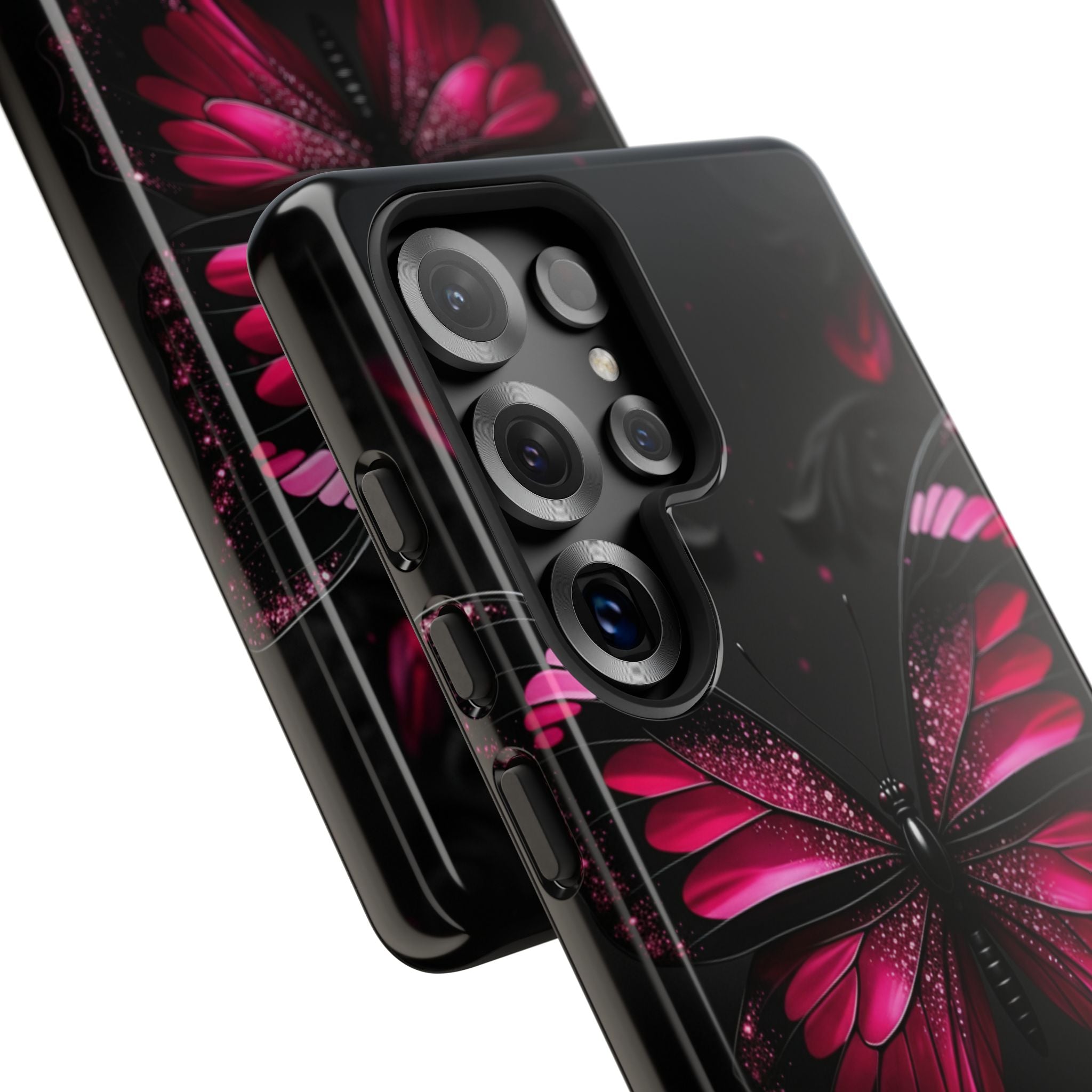 Pink Butterfly Tough Phone Case - Shockproof Protective iPhone Cover