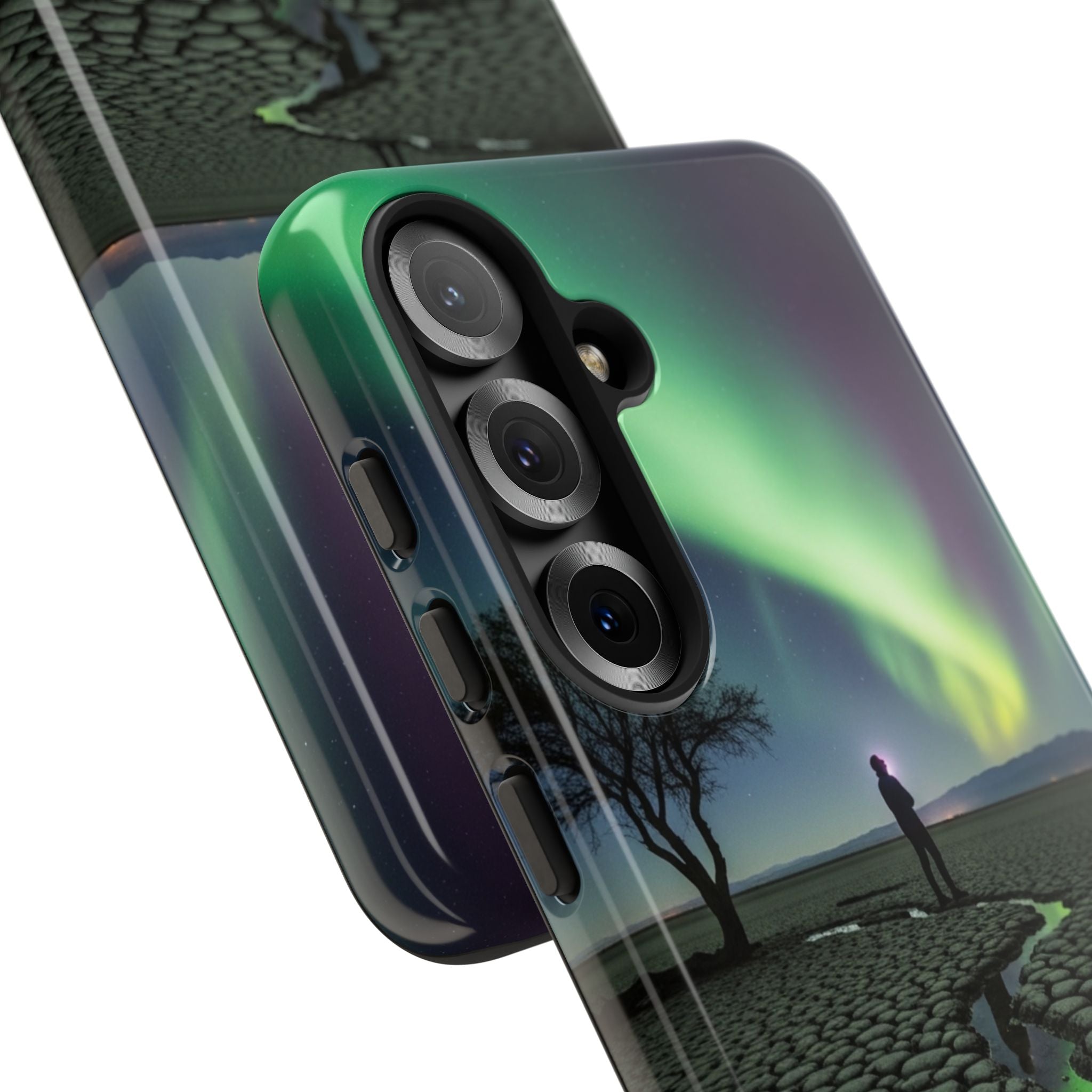 Aurora Night Sky Tough Phone Case — Northern Lights Landscape Protective Cover