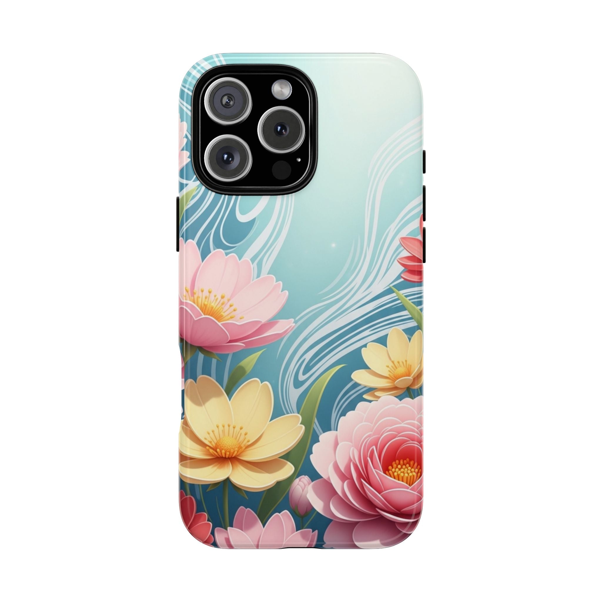 Floral Lotus Tough Phone Case — Watercolor Garden Protective Cover