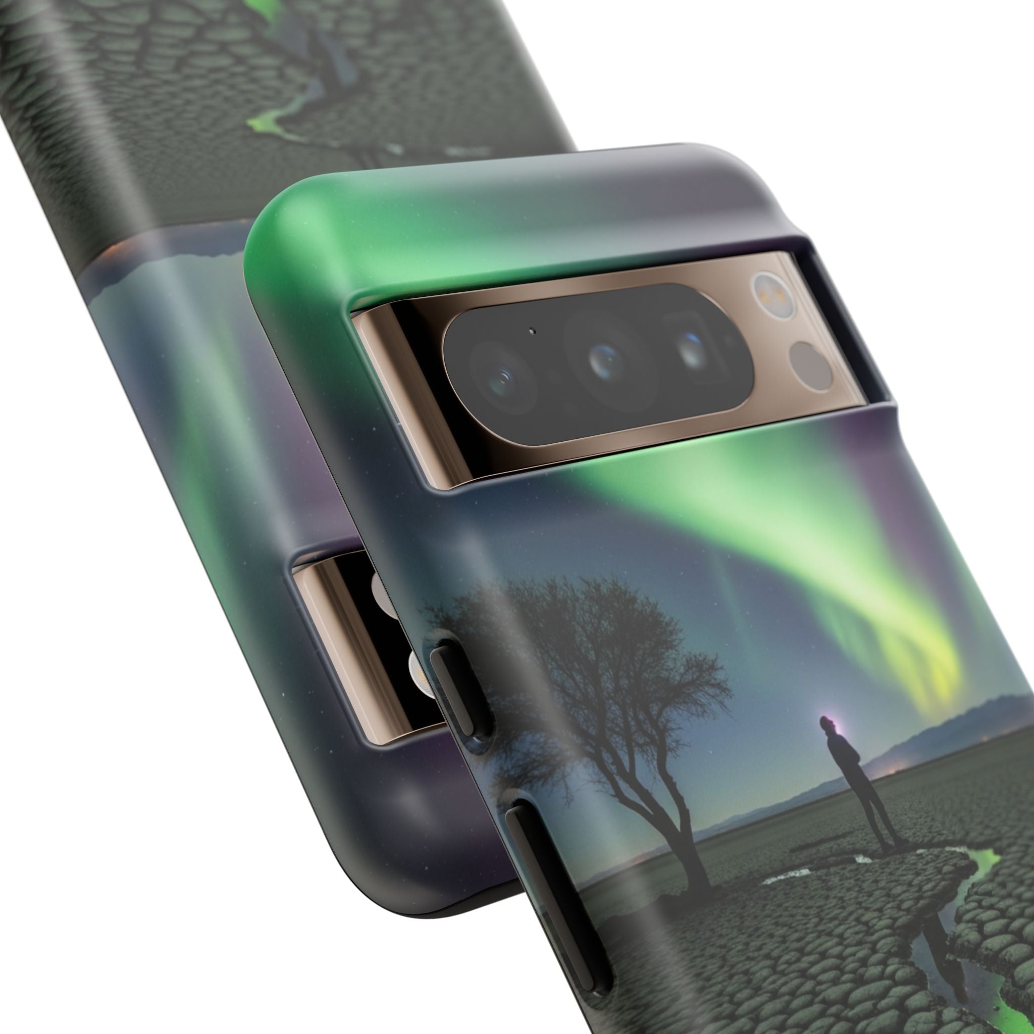 Aurora Night Sky Tough Phone Case — Northern Lights Landscape Protective Cover