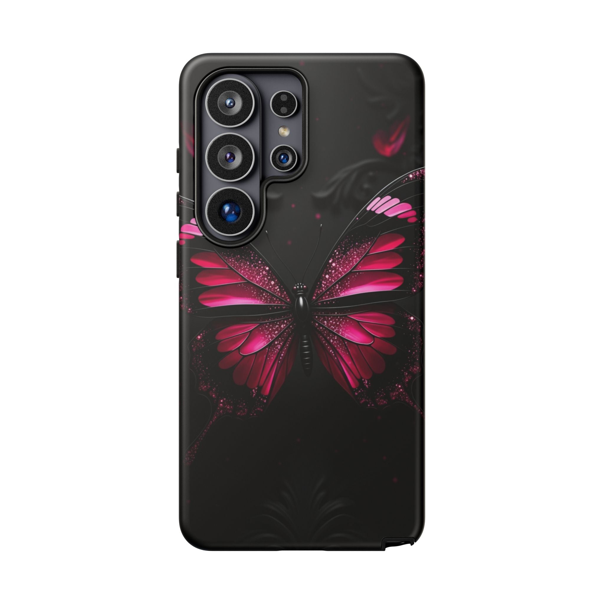 Pink Butterfly Tough Phone Case - Shockproof Protective iPhone Cover