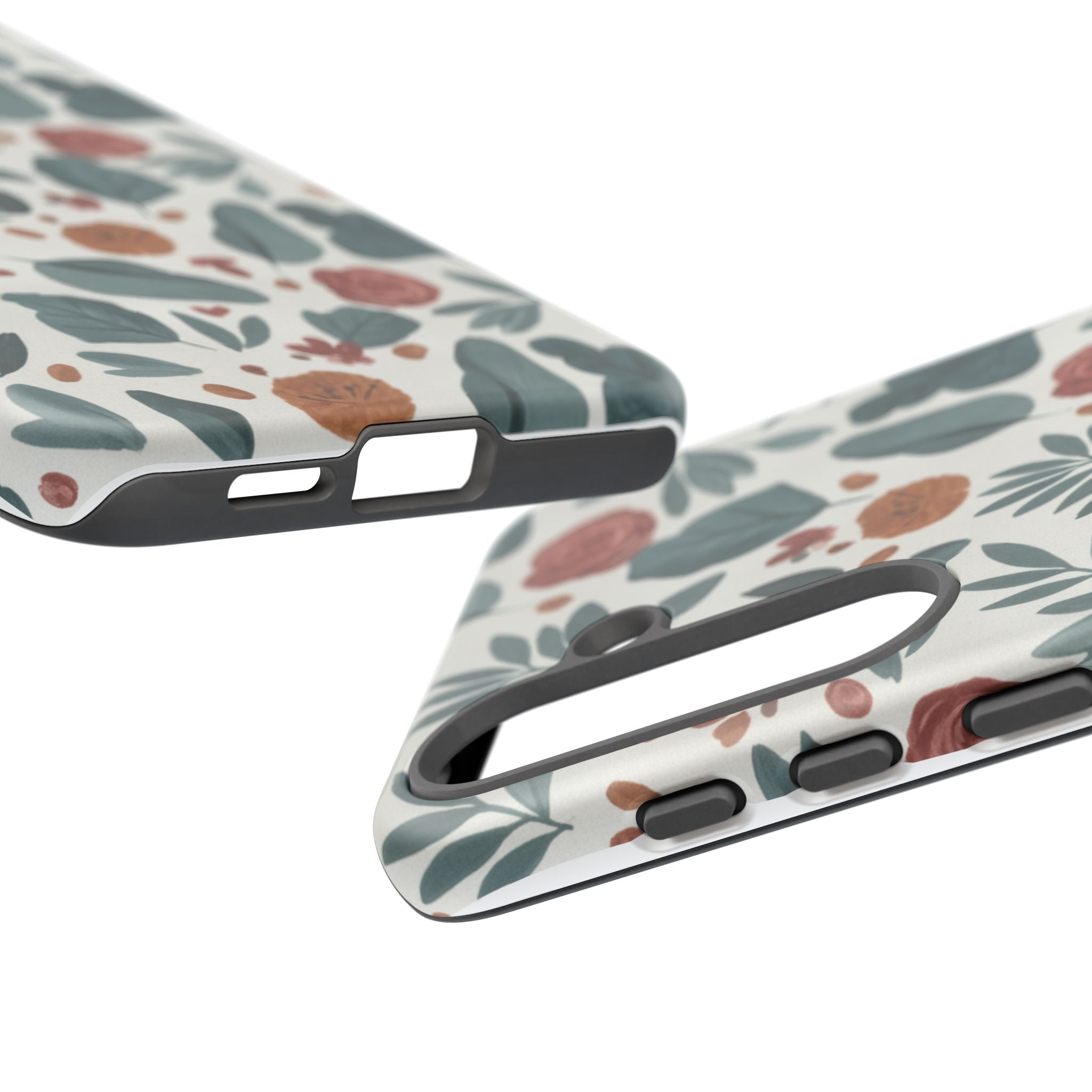 Floral Leaf Pattern Tough Phone Case — Protective Botanical iPhone Cover