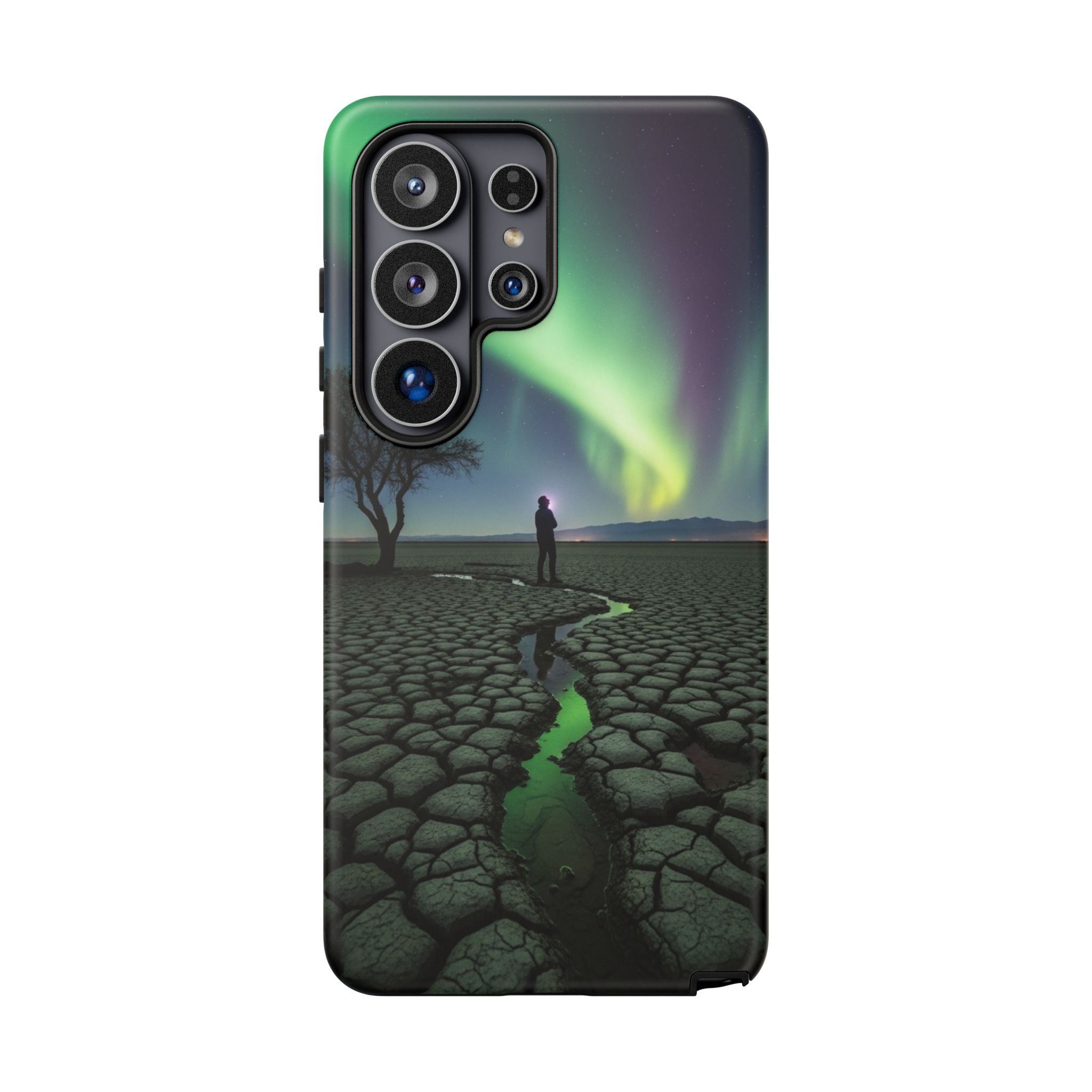 Aurora Night Sky Tough Phone Case — Northern Lights Landscape Protective Cover