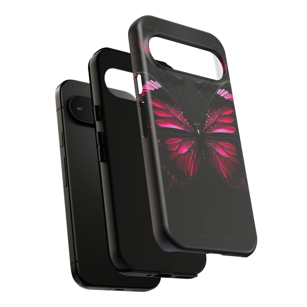 Pink Butterfly Tough Phone Case - Shockproof Protective iPhone Cover