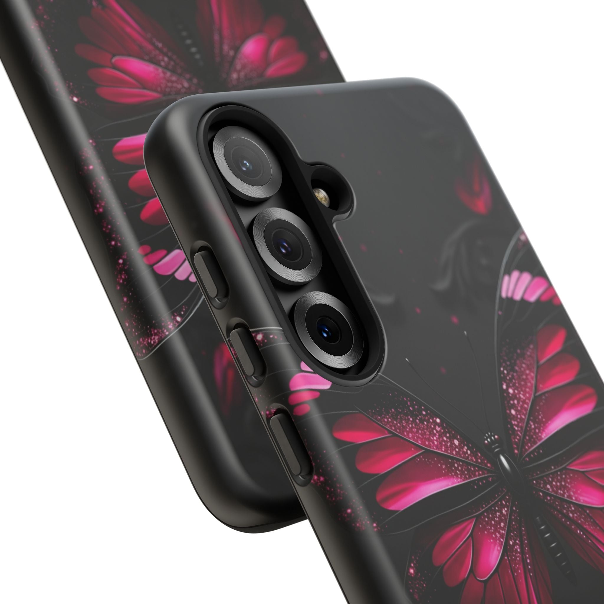 Pink Butterfly Tough Phone Case - Shockproof Protective iPhone Cover