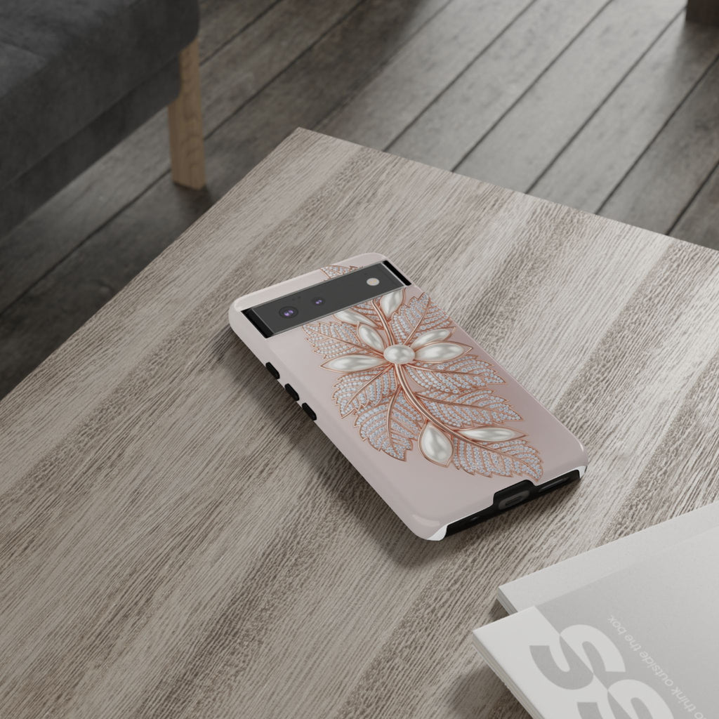 Rose Gold Pearl Leaf Tough Phone Case for Google Phone