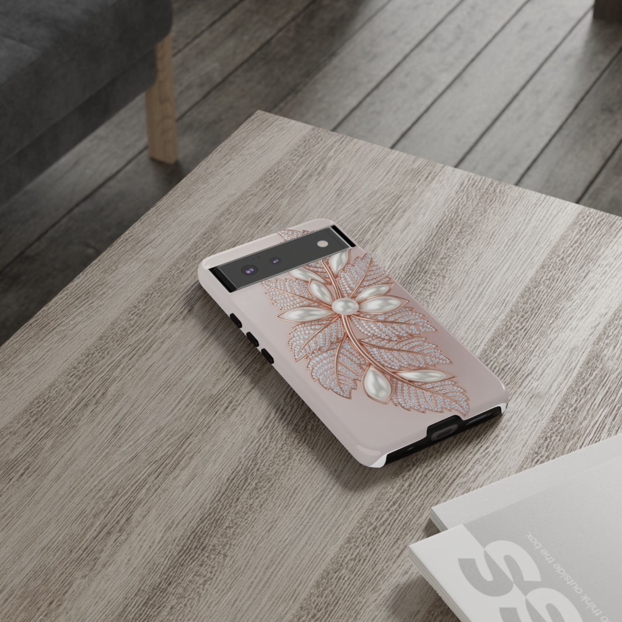 Rose Gold Pearl Leaf Tough Phone Case for Google Phone