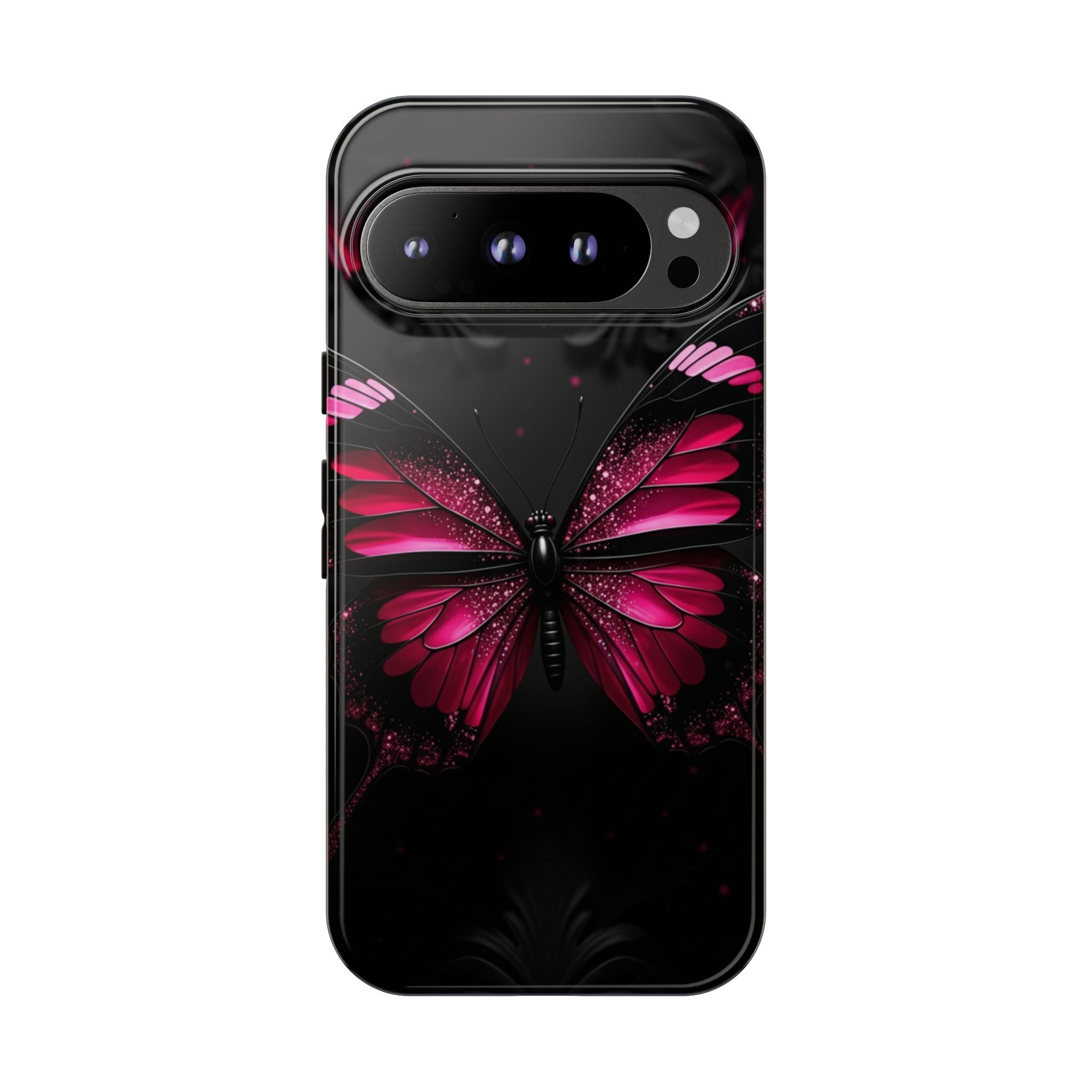 Pink Butterfly Tough Phone Case - Shockproof Protective iPhone Cover