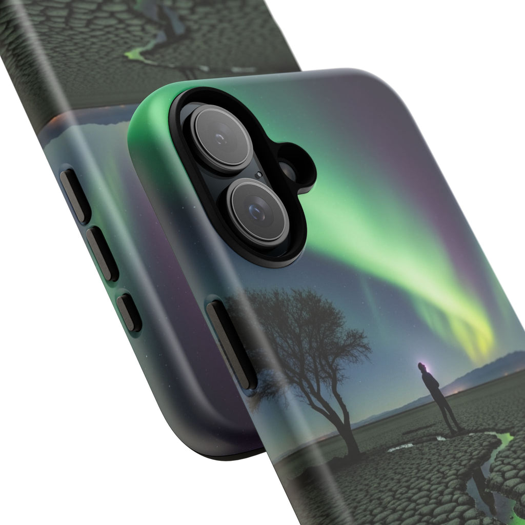 Aurora Night Sky Tough Phone Case — Northern Lights Landscape Protective Cover
