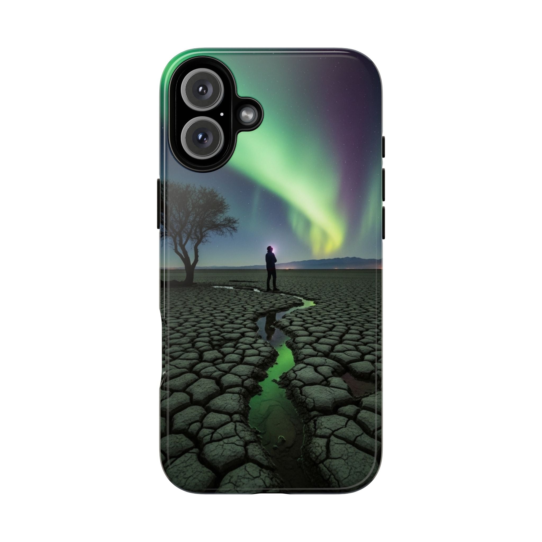 Aurora Night Sky Tough Phone Case — Northern Lights Landscape Protective Cover