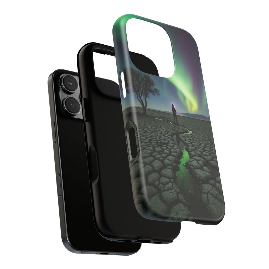 Aurora Night Sky Tough Phone Case — Northern Lights Landscape Protective Cover