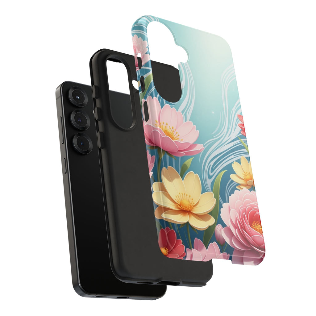Floral Lotus Tough Phone Case — Watercolor Garden Protective Cover
