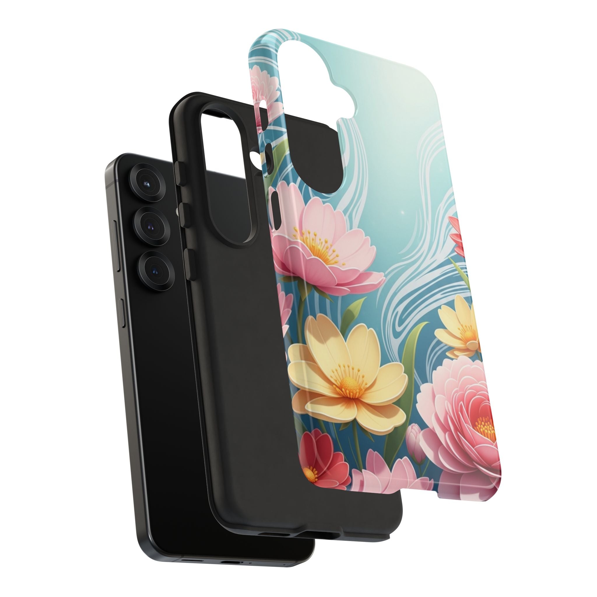 Floral Lotus Tough Phone Case — Watercolor Garden Protective Cover