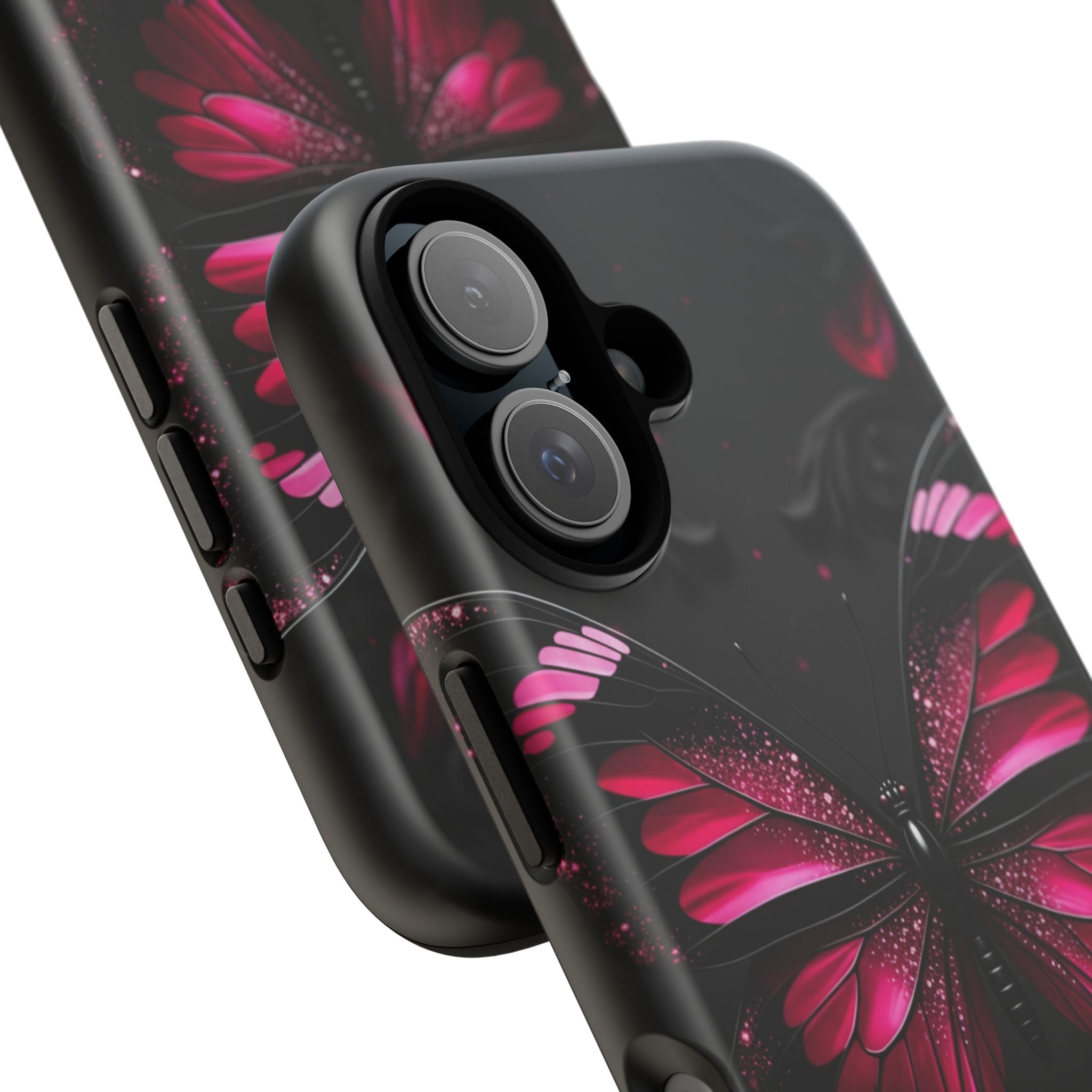 Pink Butterfly Tough Phone Case - Shockproof Protective iPhone Cover
