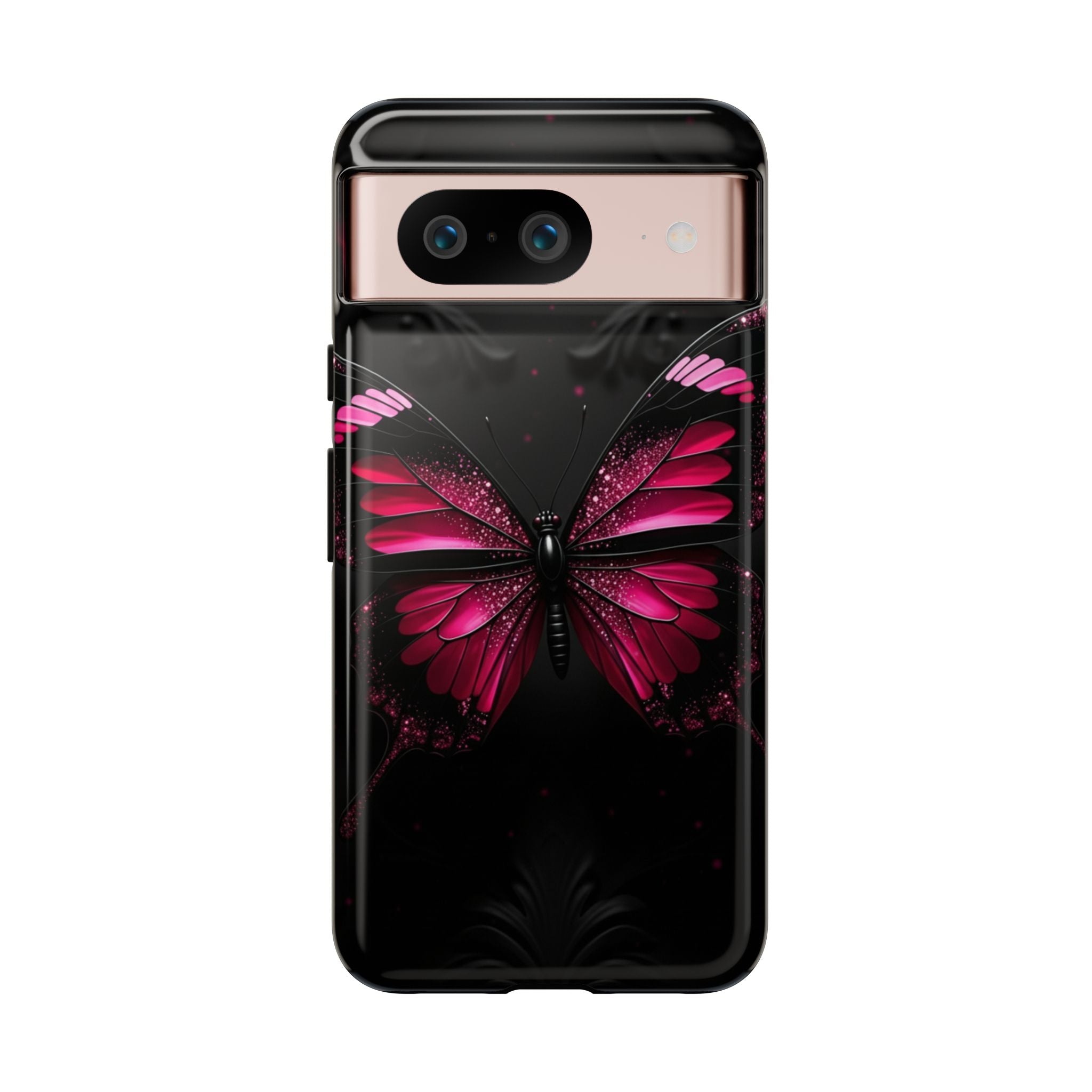 Pink Butterfly Tough Phone Case - Shockproof Protective iPhone Cover