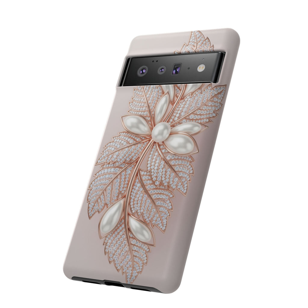Rose Gold Pearl Leaf Tough Phone Case for Google Phone