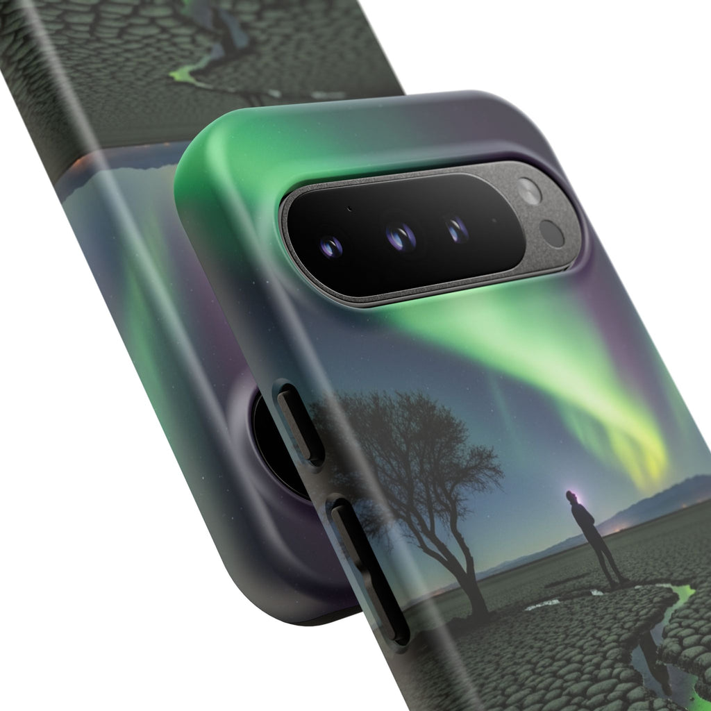 Aurora Night Sky Tough Phone Case — Northern Lights Landscape Protective Cover