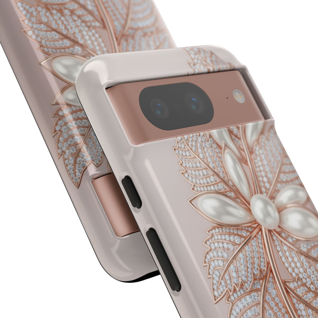 Rose Gold Pearl Leaf Tough Phone Case for Google Phone
