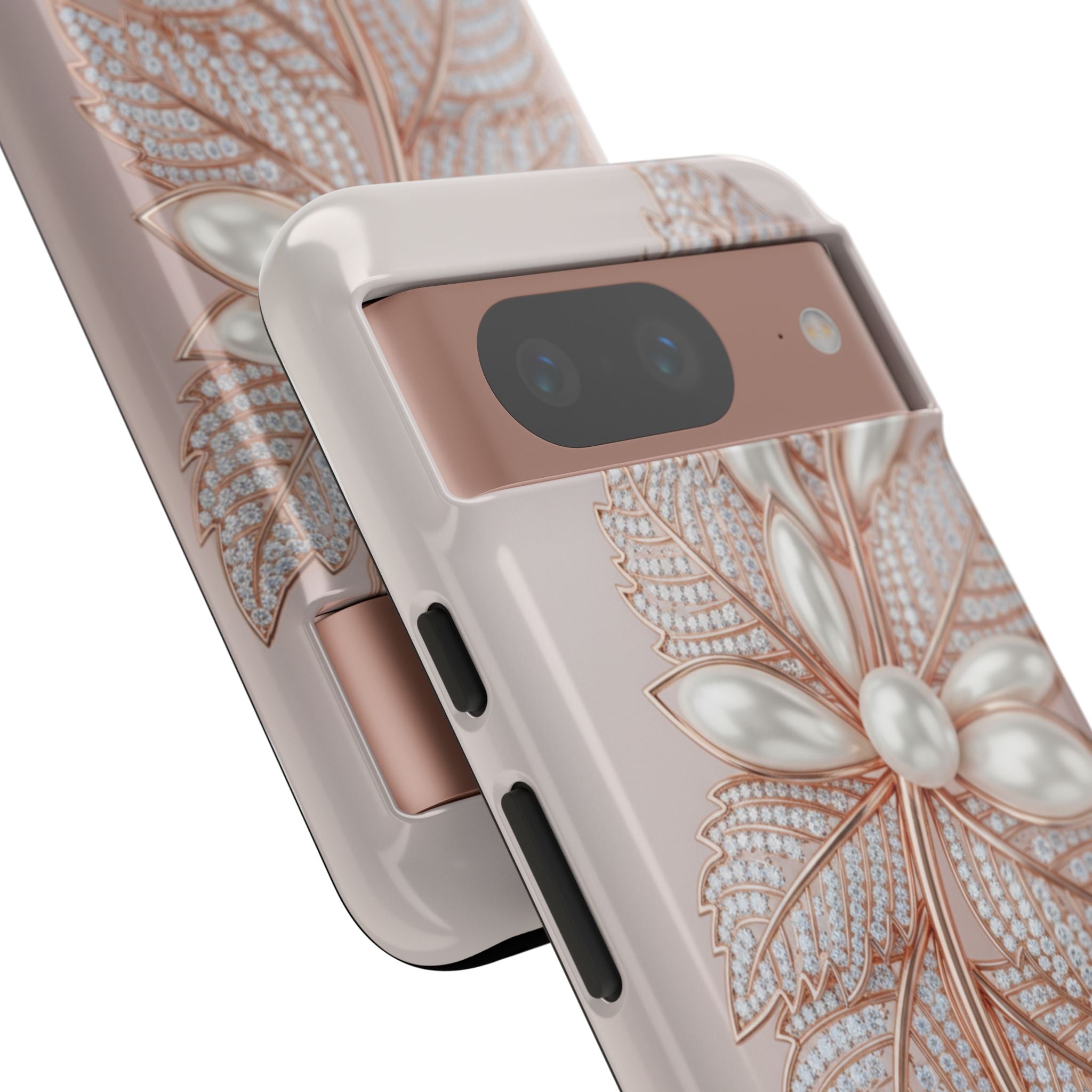 Rose Gold Pearl Leaf Tough Phone Case for Google Phone