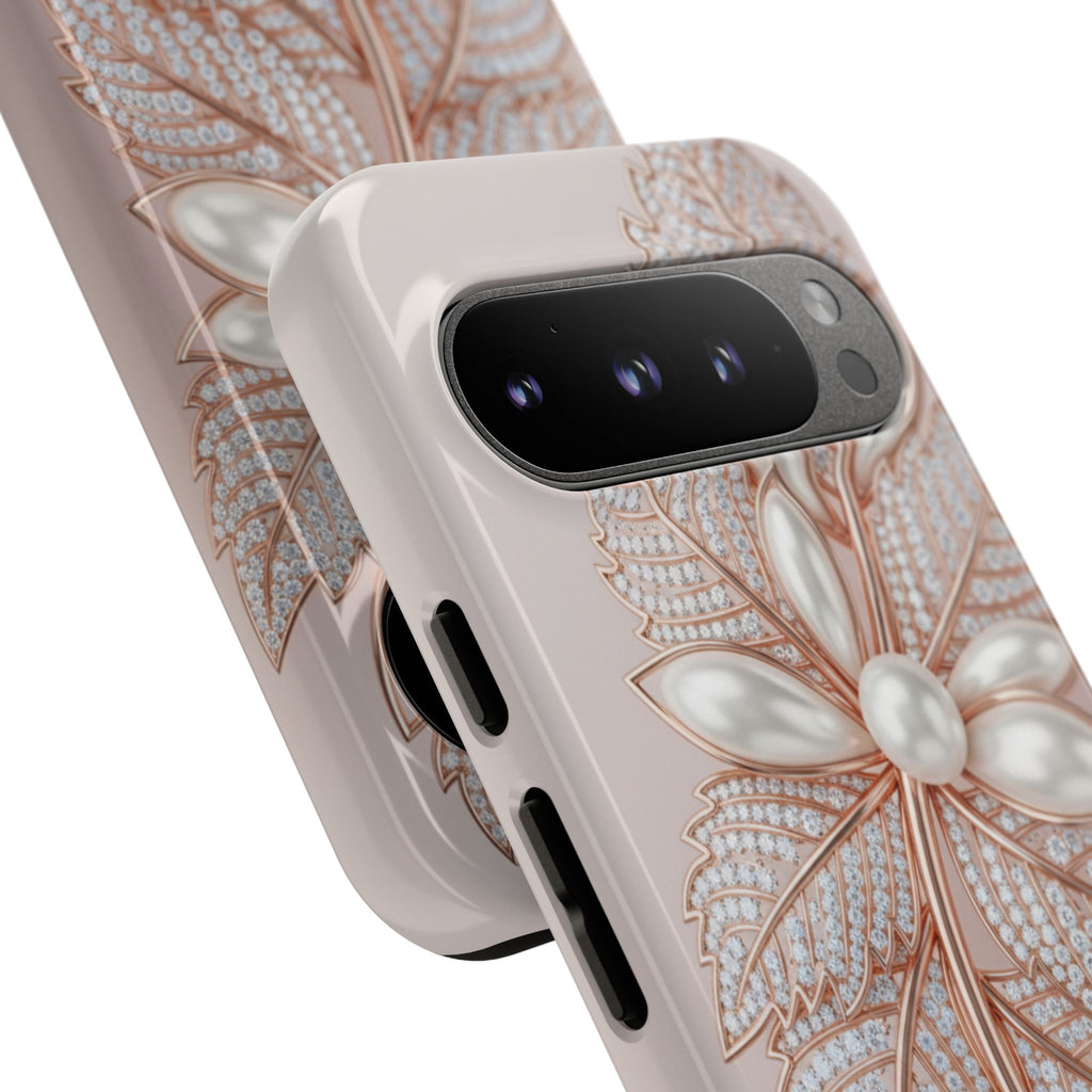 Rose Gold Pearl Leaf Tough Phone Case for Google Phone