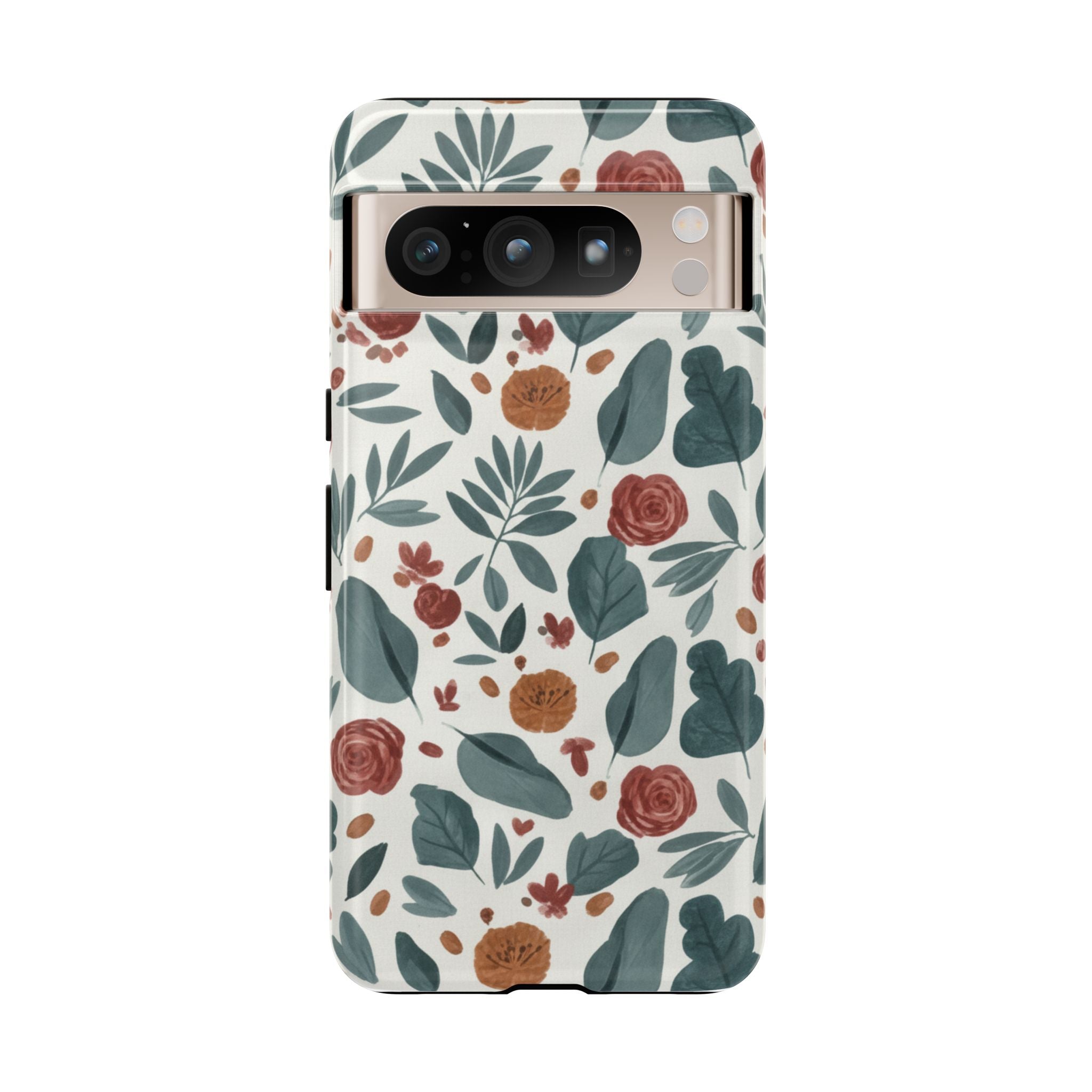 Floral Leaf Pattern Tough Phone Case — Protective Botanical iPhone Cover