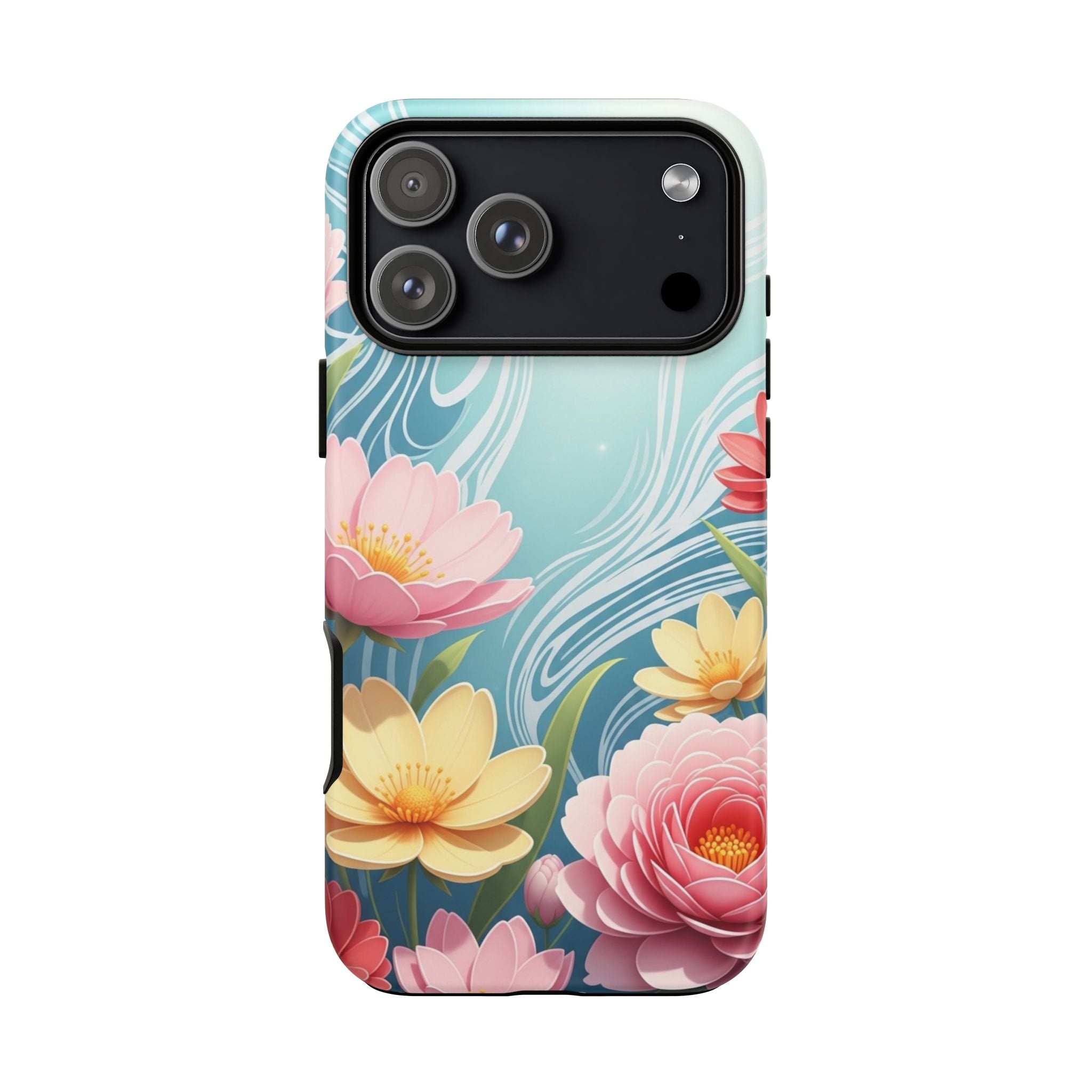 Floral Lotus Tough Phone Case — Watercolor Garden Protective Cover