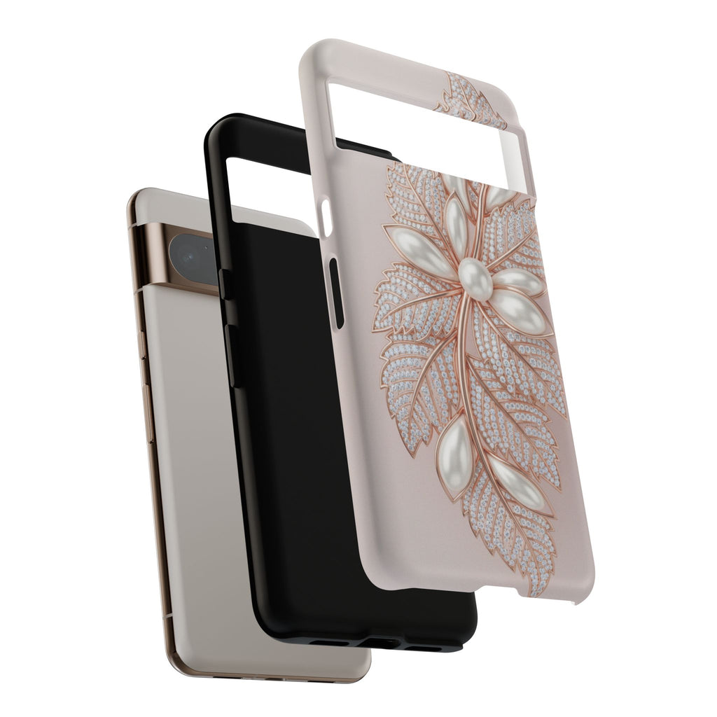 Rose Gold Pearl Leaf Tough Phone Case for Google Phone