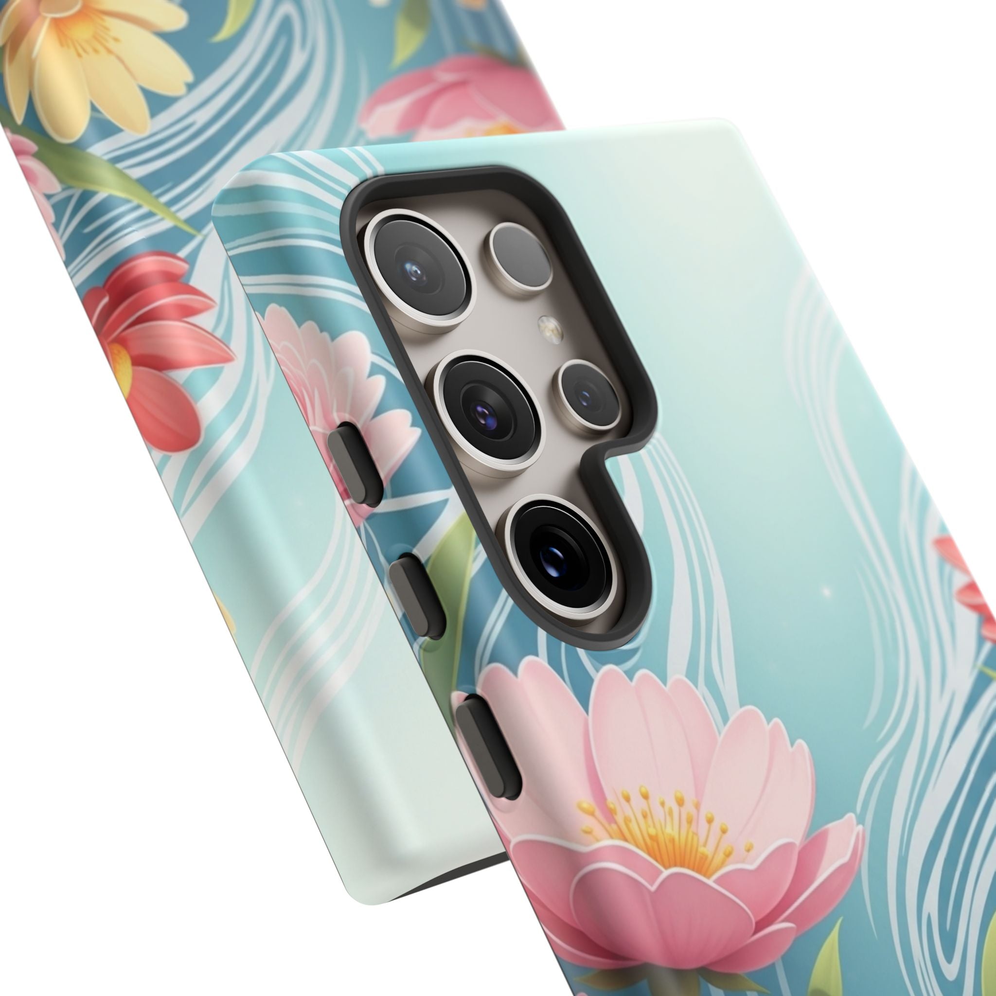 Floral Lotus Tough Phone Case — Watercolor Garden Protective Cover