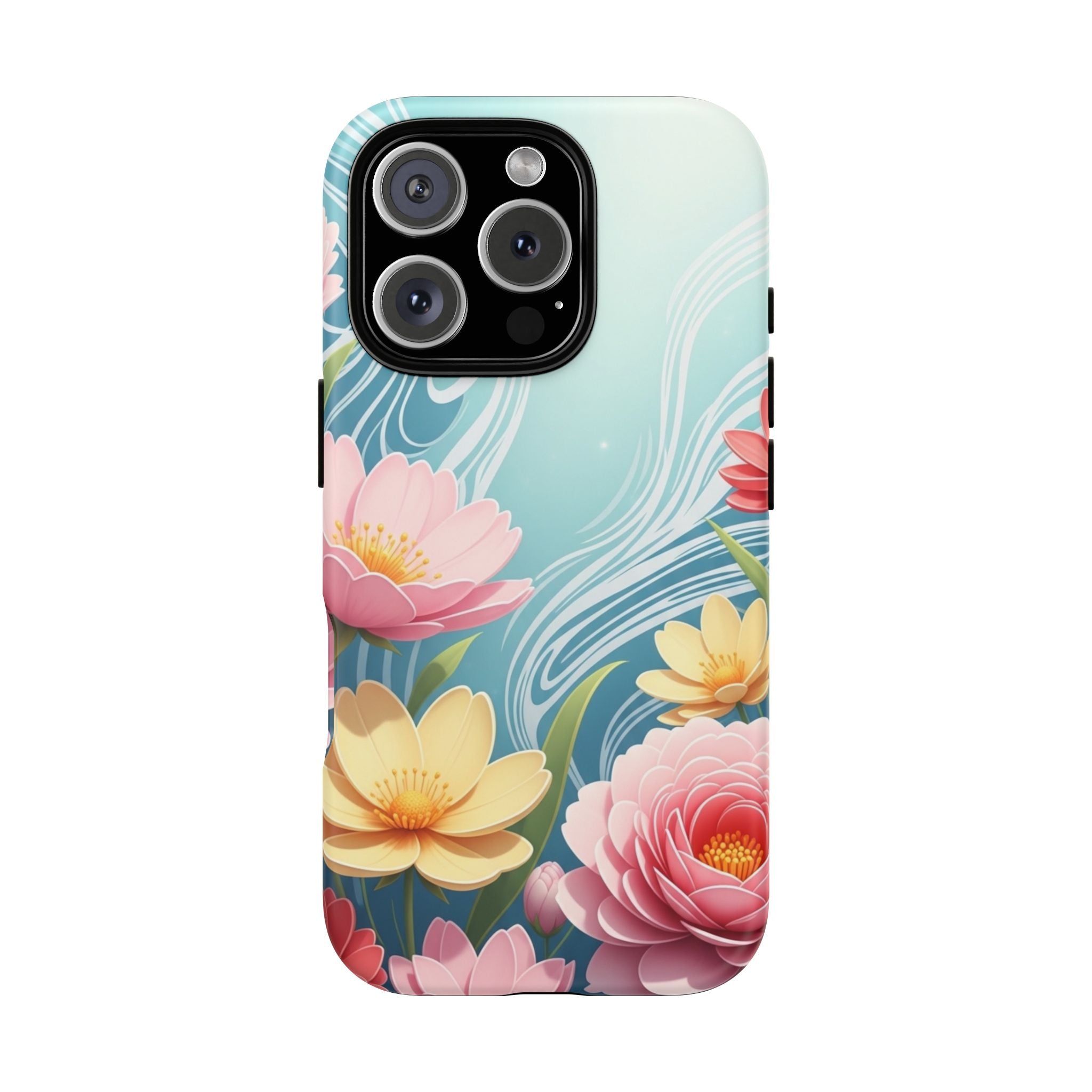 Floral Lotus Tough Phone Case — Watercolor Garden Protective Cover