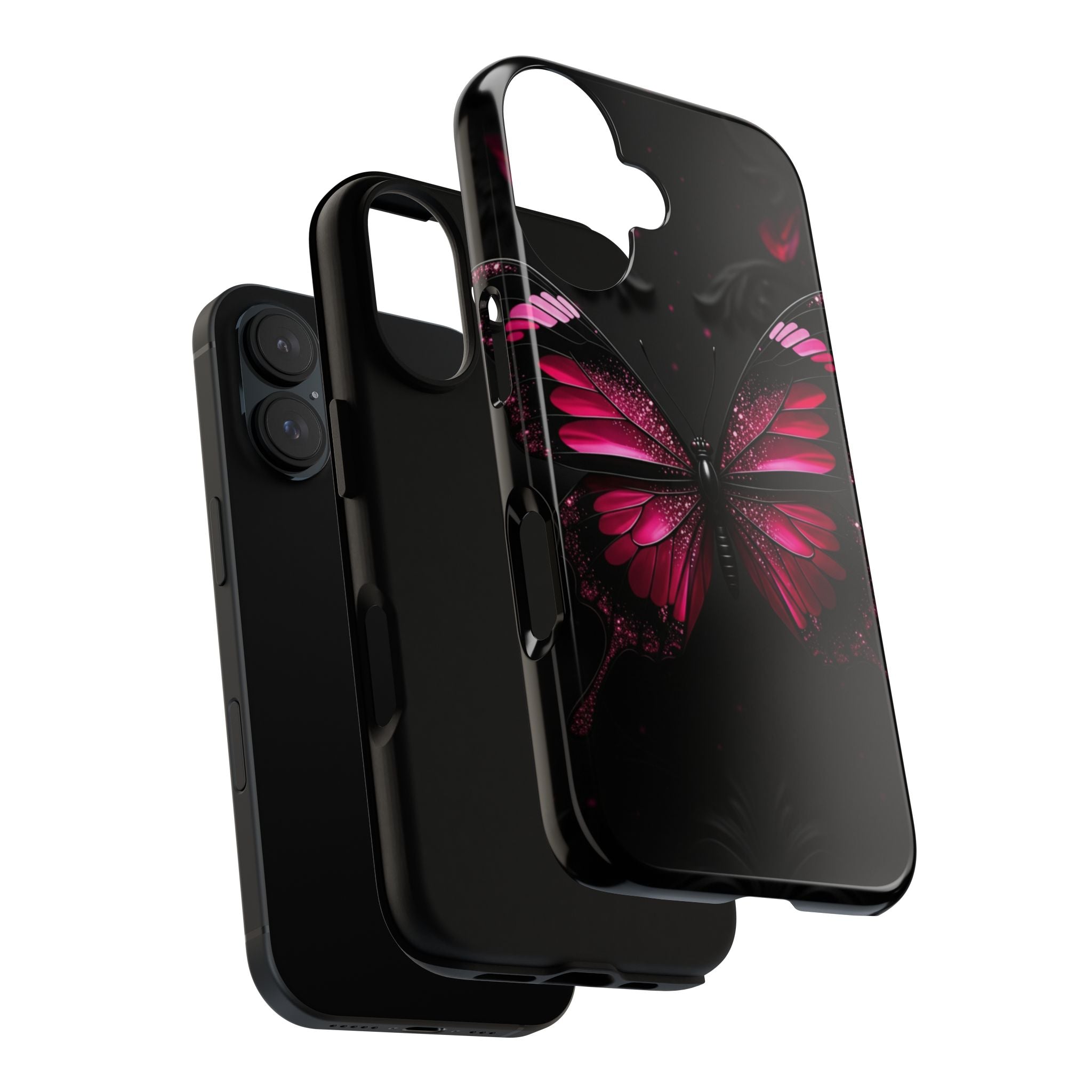 Pink Butterfly Tough Phone Case - Shockproof Protective iPhone Cover