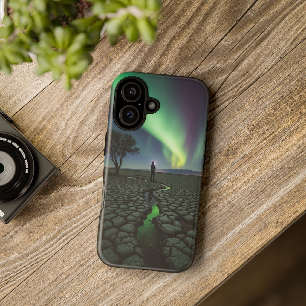 Aurora Night Sky Tough Phone Case — Northern Lights Landscape Protective Cover