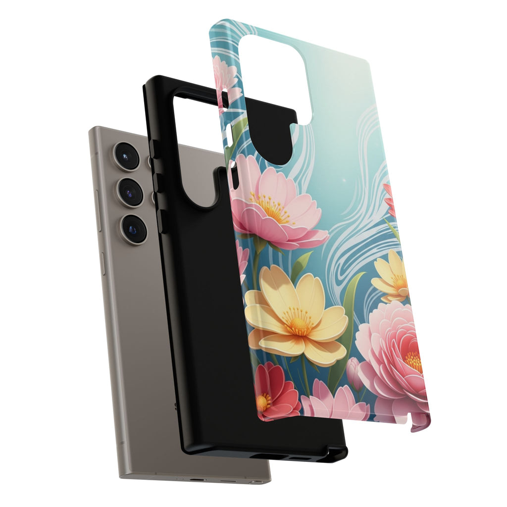 Floral Lotus Tough Phone Case — Watercolor Garden Protective Cover