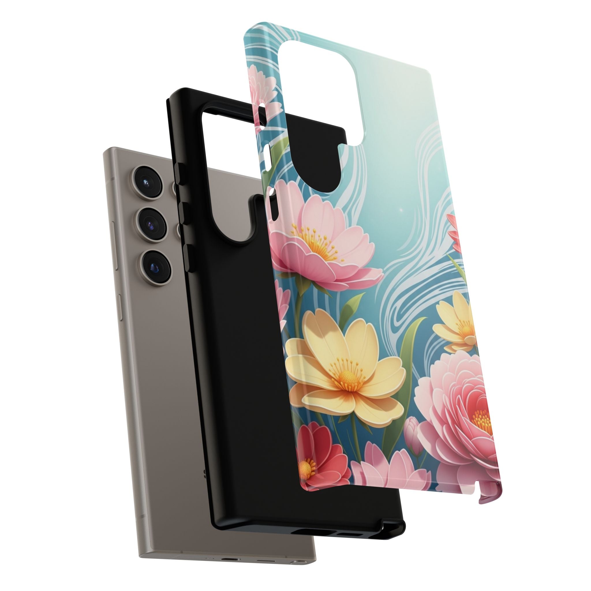 Floral Lotus Tough Phone Case — Watercolor Garden Protective Cover