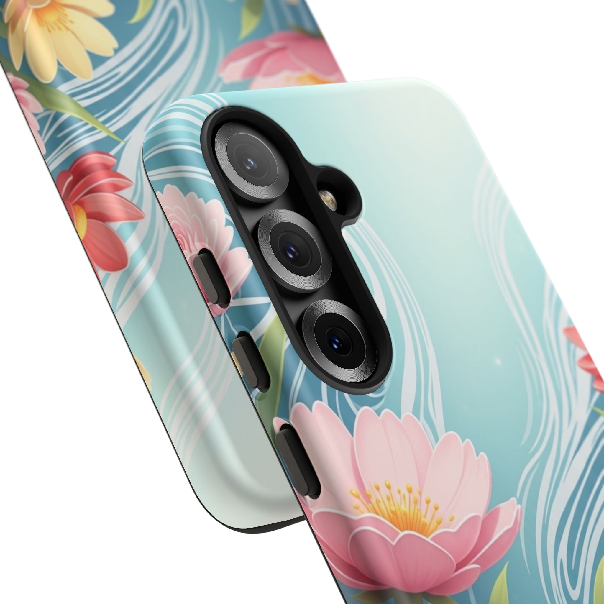 Floral Lotus Tough Phone Case — Watercolor Garden Protective Cover