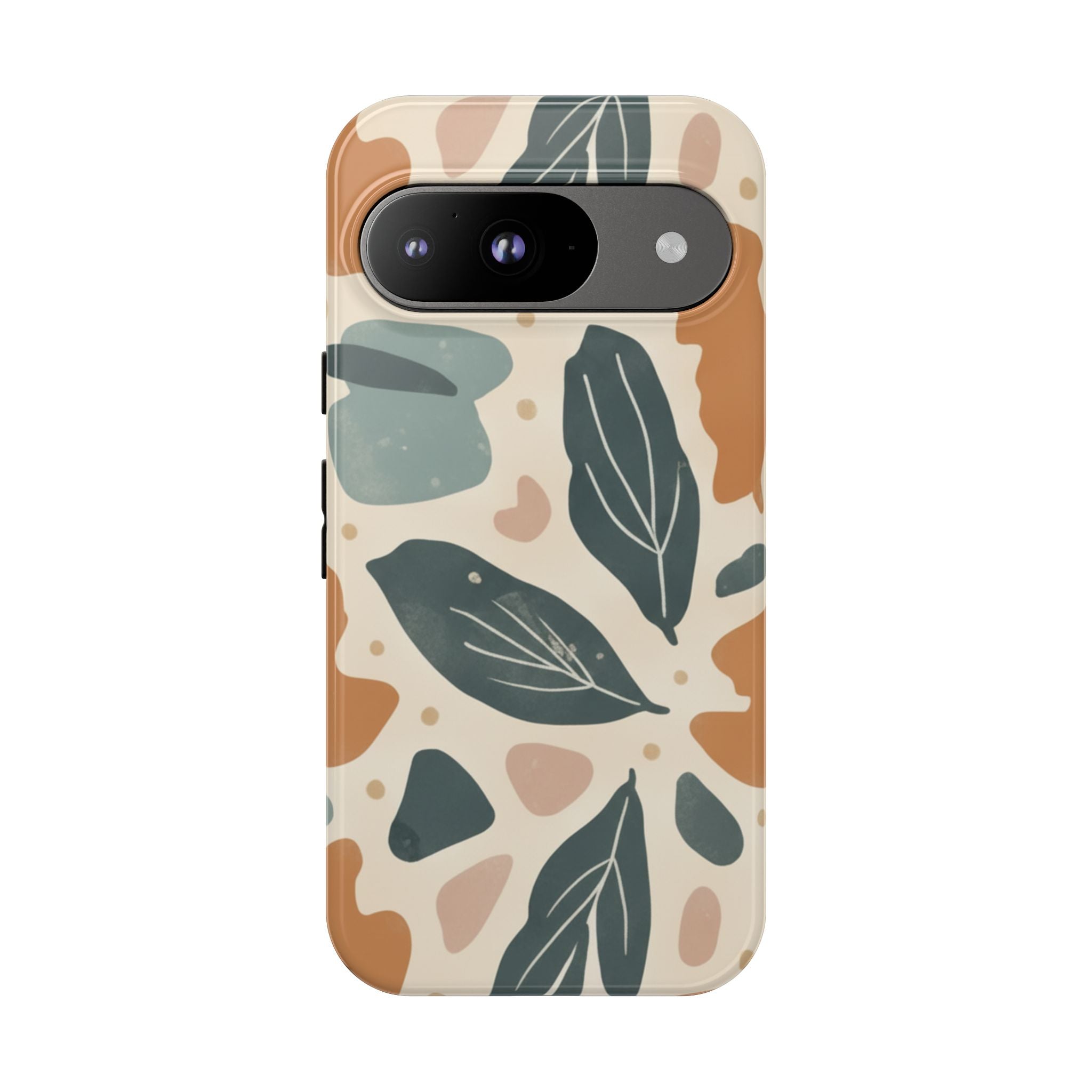Floral Leaf Tough Phone Case — Abstract Earth-Tone Protection