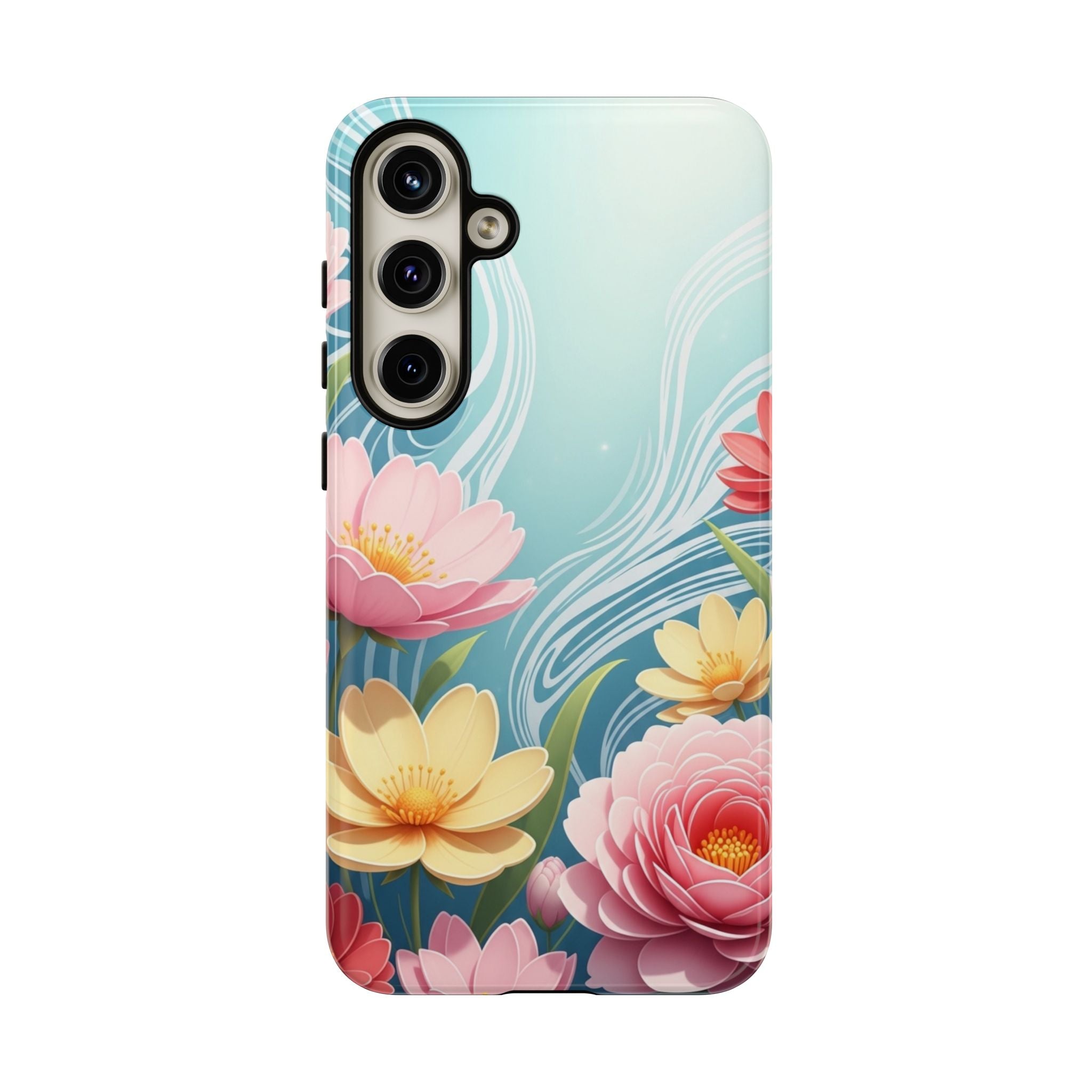 Floral Lotus Tough Phone Case — Watercolor Garden Protective Cover